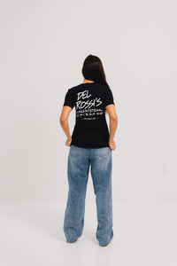Del Rossi's tee in black On-body, back