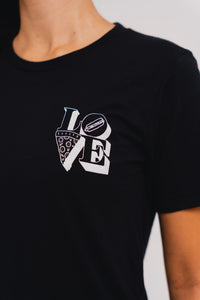 Del Rossi's tee on-body detail, front
